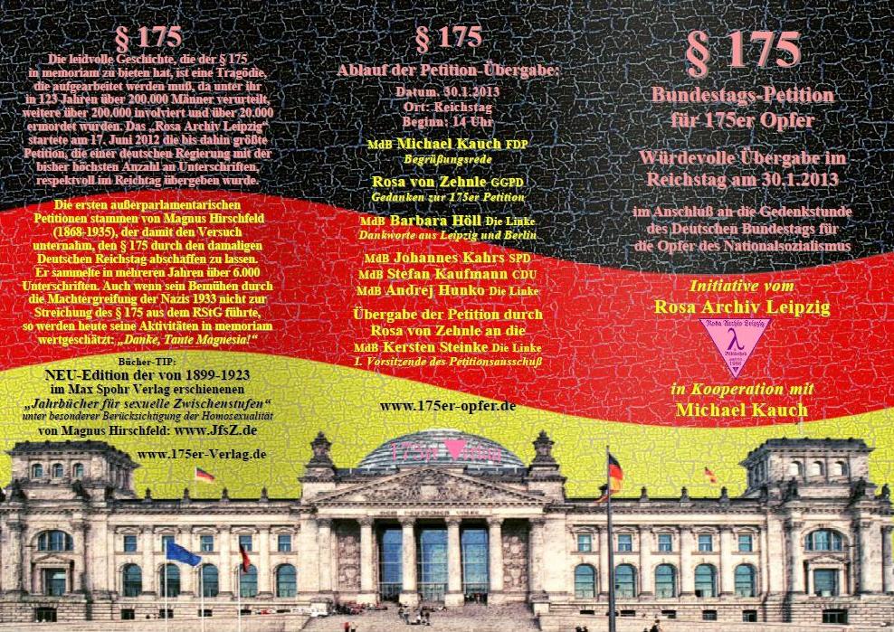 Faltblatt zur w�rdevollen �bergabe der Bundestags-Petition f�r 175er-OPfer